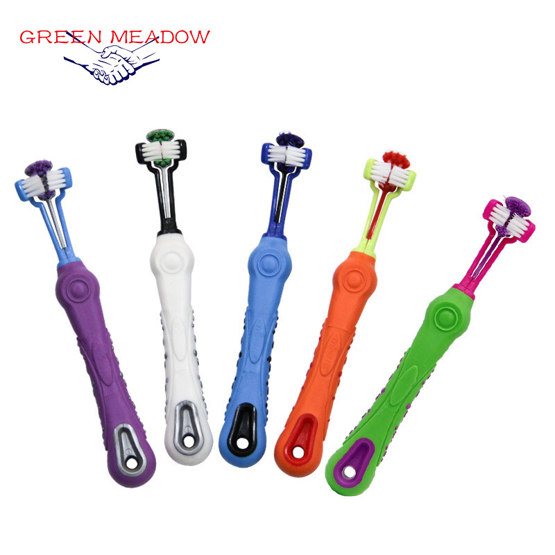 Pet Supplies Pet Toothbrush Three Toothbrush Multi-Angle Cleaning Large Dogs Supplies Toothbrush Dog Toothbrush