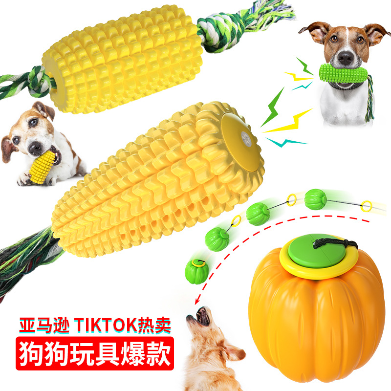 Pet Supplies Factory Home New Hot Amazon Dog Toy Corn Molar Rod Dog Toothbrush Pumpkin Long Throws