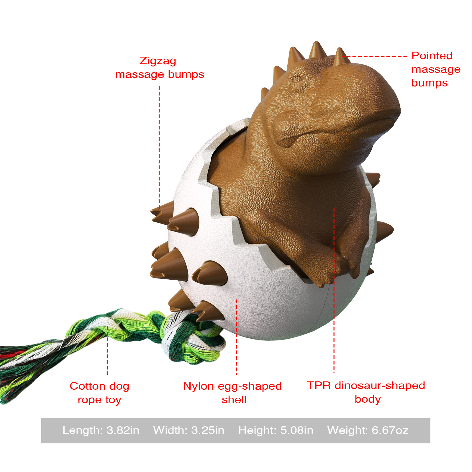 Cross-Border New Amazon Hot Dinosaur Egg Dog Molar Rod Bite-Resistant Glue Pet Supplies Dog Toothbrush Dog Toy