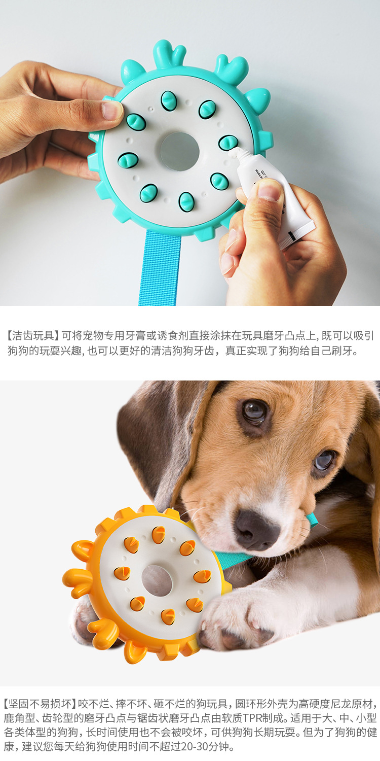 Pet Supplies Factory Wholesale Company New Popular Amazon Molar Long Throws Ring Dog Toy Toothbrush