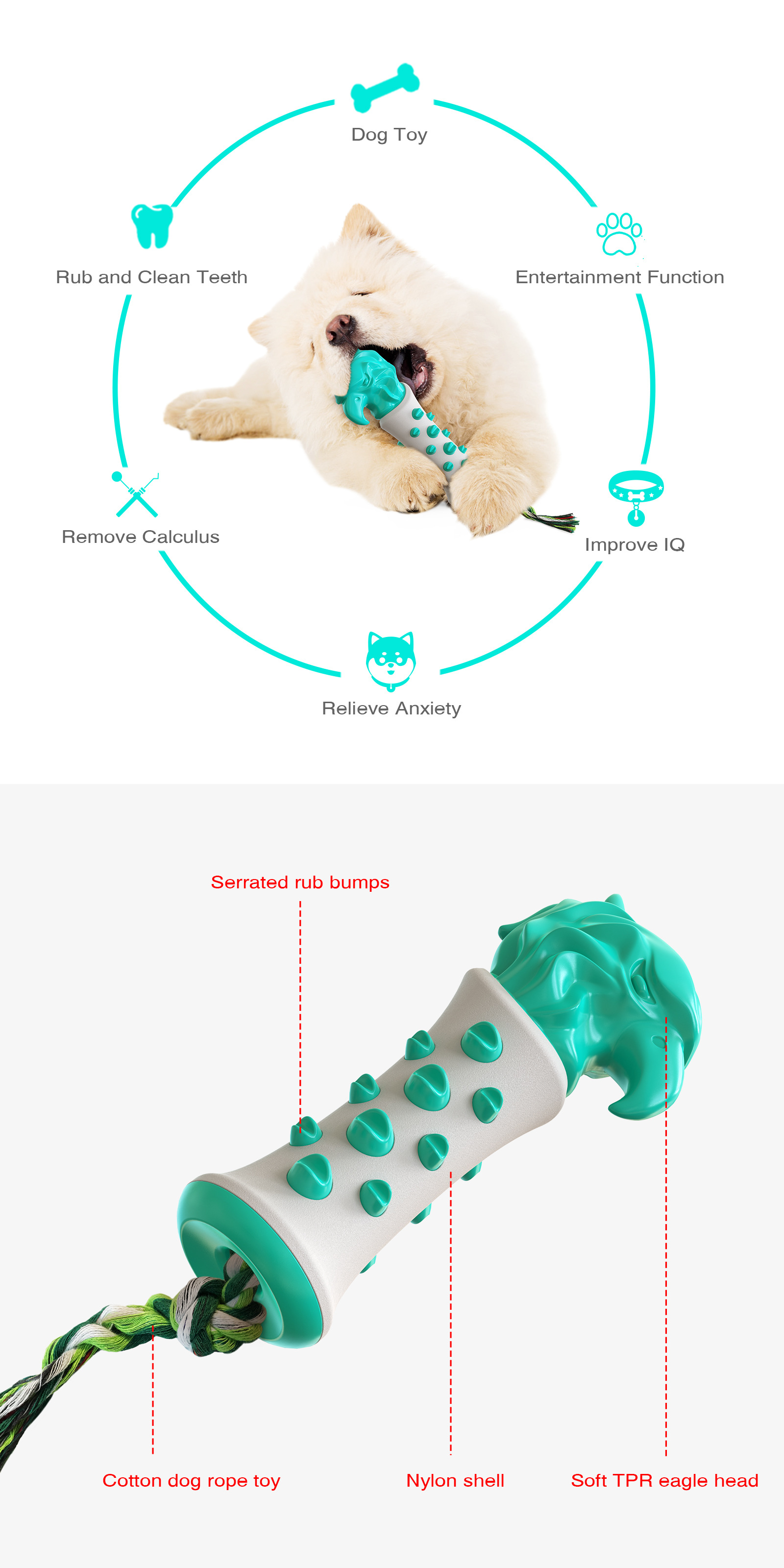 Pet Supplies Factory New Popular Amazon Dog Toy Truncheon Molar Rod Bite-Resistant Tooth Cleaning Dog Toothbrush