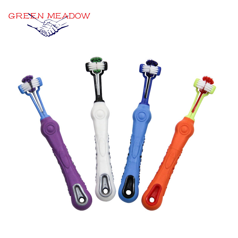 Pet Supplies Pet Toothbrush Three-Head Toothbrush Multi-Angle Cleaning Large Dog Toothbrush Factory Wholesale