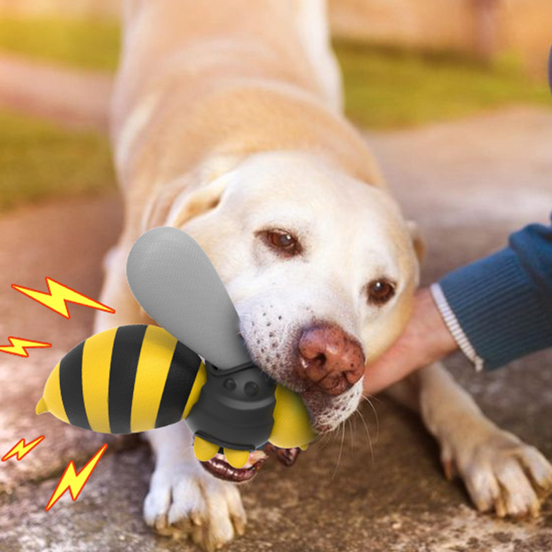 Amazon Hot Pet Supplies Simulation Bee Sound Plush Toy Interactive Bite Multifunctional Dog Chew Toy