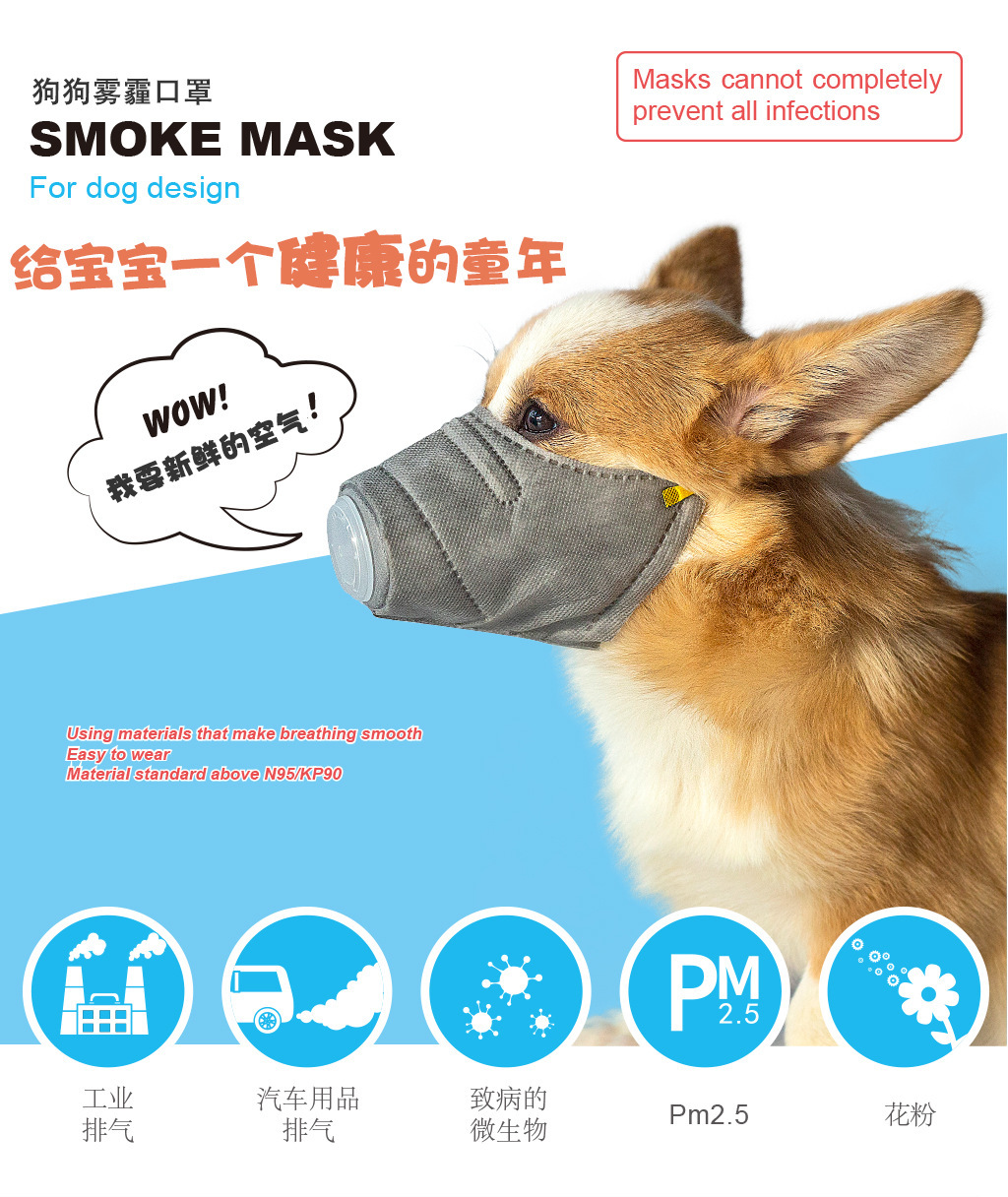 Pet anti-haze mask protection dog muzzle protection Pet travel supplies dog dust mask for healthy travel Pet anti-haze mask protection dog muzzle protection Pet travel supplies dog dust mask for healthy travel