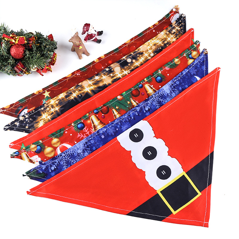 Small Medium Large Dog Triangular Binder Saliva Towel Christmas Snowman Elderly Elk Pet Supplies Four Seasons with Decorative Scarf