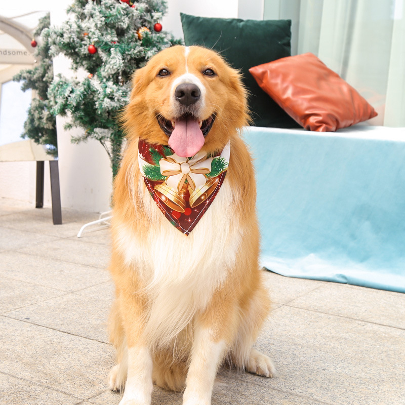 Small Medium Large Dog Triangular Binder Saliva Towel Christmas Snowman Elderly Elk Pet Supplies Four Seasons with Decorative Scarf