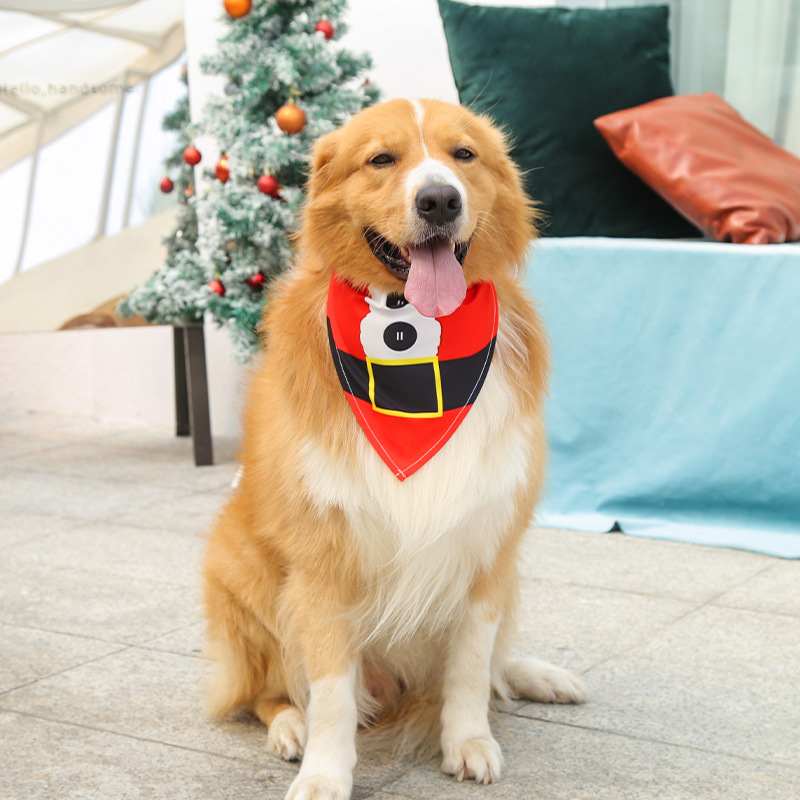 Small Medium Large Dog Triangular Binder Saliva Towel Christmas Snowman Elderly Elk Pet Supplies Four Seasons with Decorative Scarf