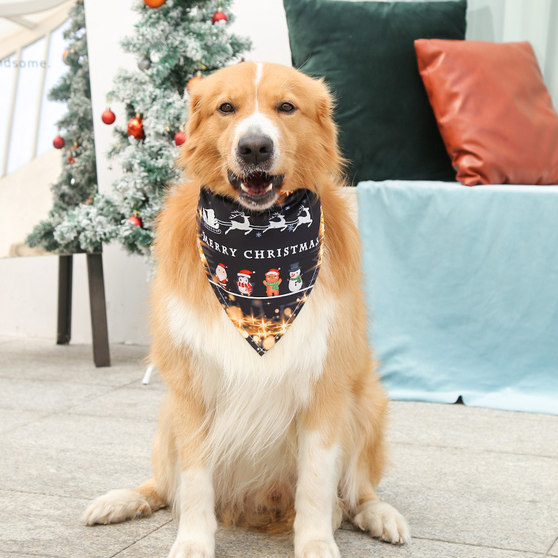 Small Medium Large Dog Triangular Binder Saliva Towel Christmas Snowman Elderly Elk Pet Supplies Four Seasons with Decorative Scarf