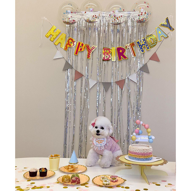 Korean Dog Dog Party Bib Pet Birthday Saliva Towel Bichon Triangular Binder Scarf Cat Pets