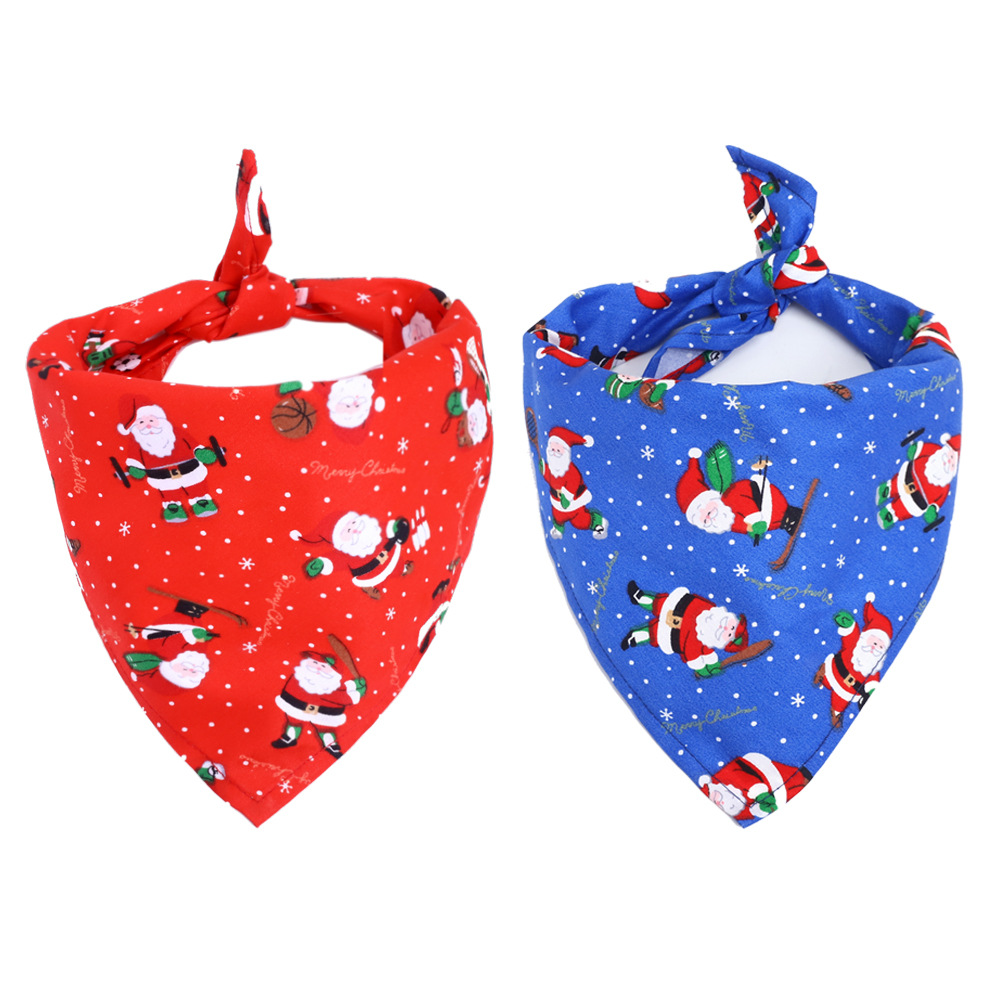 Cross-Border Amazon Christmas Pet's Saliva Towel Pure Cotton Triangle Scarf Dog Scarf Cat Scarf Jewelry Cross-Border Amazon Christmas Pet's Saliva Towel Pure Cotton Triangle Scarf Dog Scarf Cat Scarf Jewelry