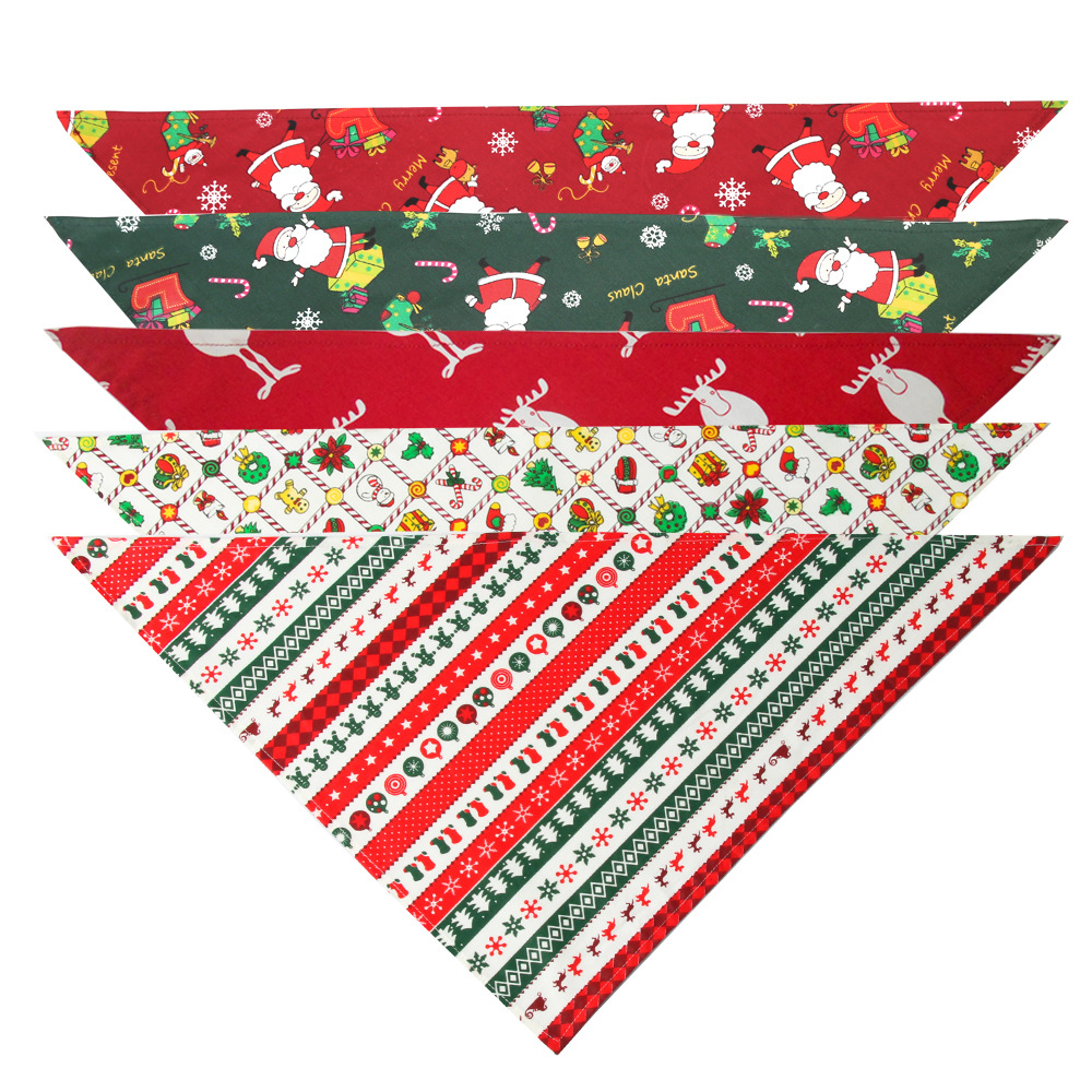 Cross-Border Amazon Christmas Pet's Saliva Towel Pure Cotton Triangle Scarf Dog Scarf Cat Scarf Jewelry Cross-Border Amazon Christmas Pet's Saliva Towel Pure Cotton Triangle Scarf Dog Scarf Cat Scarf Jewelry
