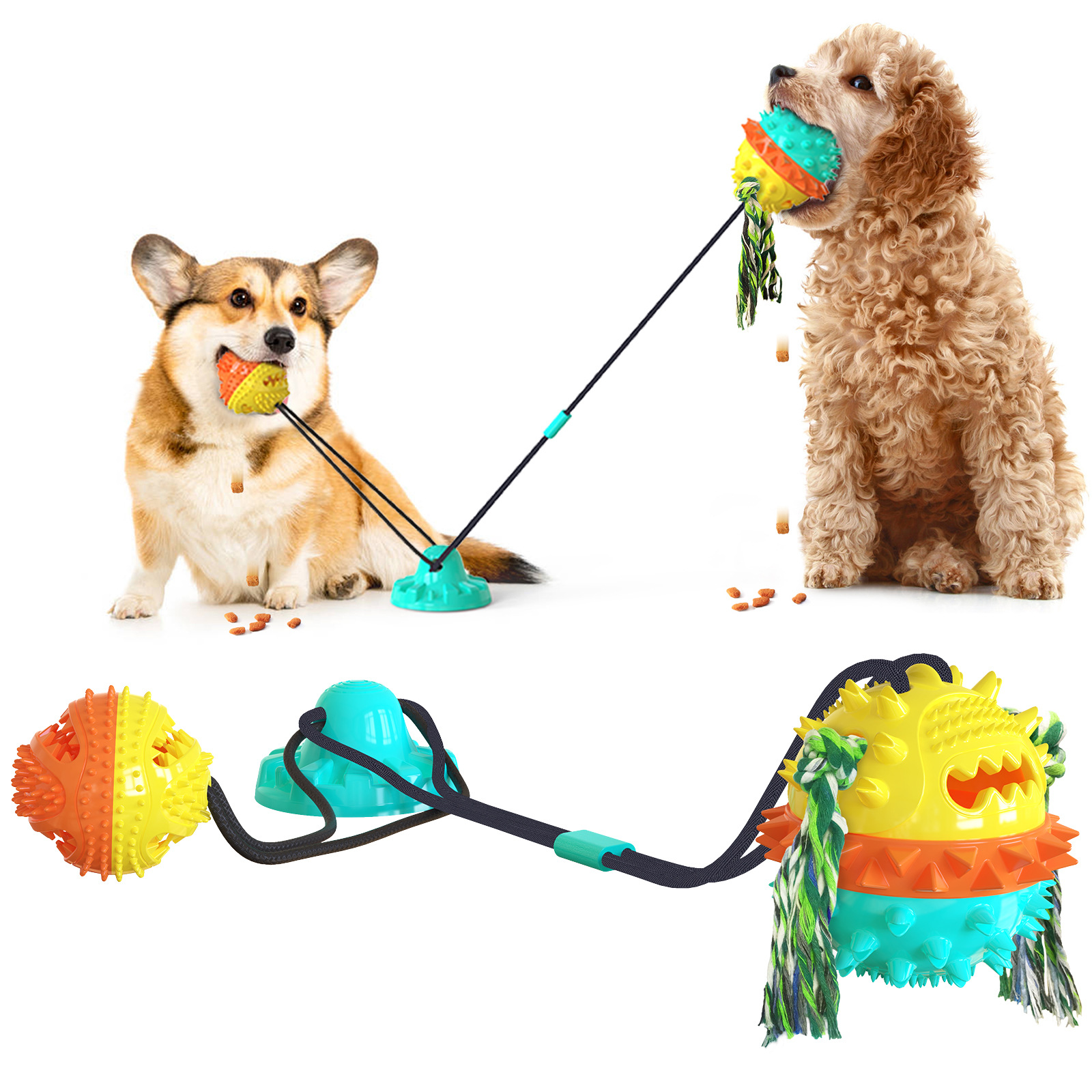 Pet Supplies Factory New Hot Amazon Sucker Sound Dog Bite Molar Training Dog Toy Food Dropping Ball