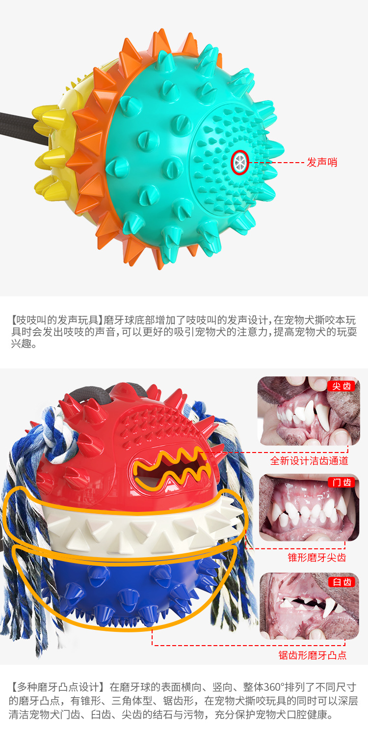 Pet Supplies Factory New Hot Amazon Sucker Sound Dog Bite Molar Training Dog Toy Food Dropping Ball