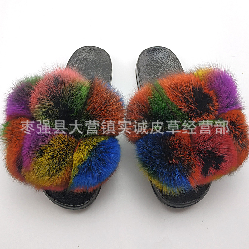 New Foreign Trade Fur Ball PVC Sandals Modern and TrendyWomen Wear Fox Raccoon Dog Fur Children Slipper CrossBorder New Foreign Trade Fur Ball PVC Sandals Modern and TrendyWomen Wear Fox Raccoon Dog Fur Children Slipper CrossBorder