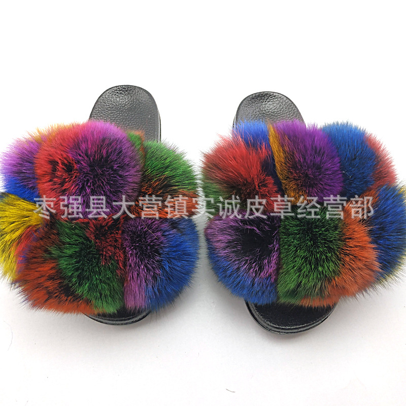 New Foreign Trade Fur Ball PVC Sandals Modern and TrendyWomen Wear Fox Raccoon Dog Fur Children Slipper CrossBorder New Foreign Trade Fur Ball PVC Sandals Modern and TrendyWomen Wear Fox Raccoon Dog Fur Children Slipper CrossBorder