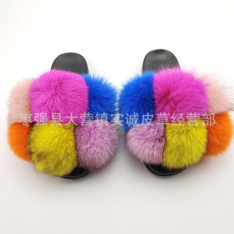 New Foreign Trade Fur Ball PVC Sandals Modern and TrendyWomen Wear Fox Raccoon Dog Fur Children Slipper CrossBorder New Foreign Trade Fur Ball PVC Sandals Modern and TrendyWomen Wear Fox Raccoon Dog Fur Children Slipper CrossBorder