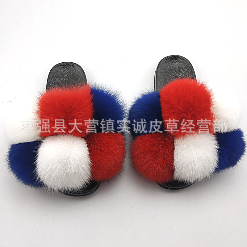 New Foreign Trade Fur Ball PVC Sandals Modern and TrendyWomen Wear Fox Raccoon Dog Fur Children Slipper CrossBorder New Foreign Trade Fur Ball PVC Sandals Modern and TrendyWomen Wear Fox Raccoon Dog Fur Children Slipper CrossBorder