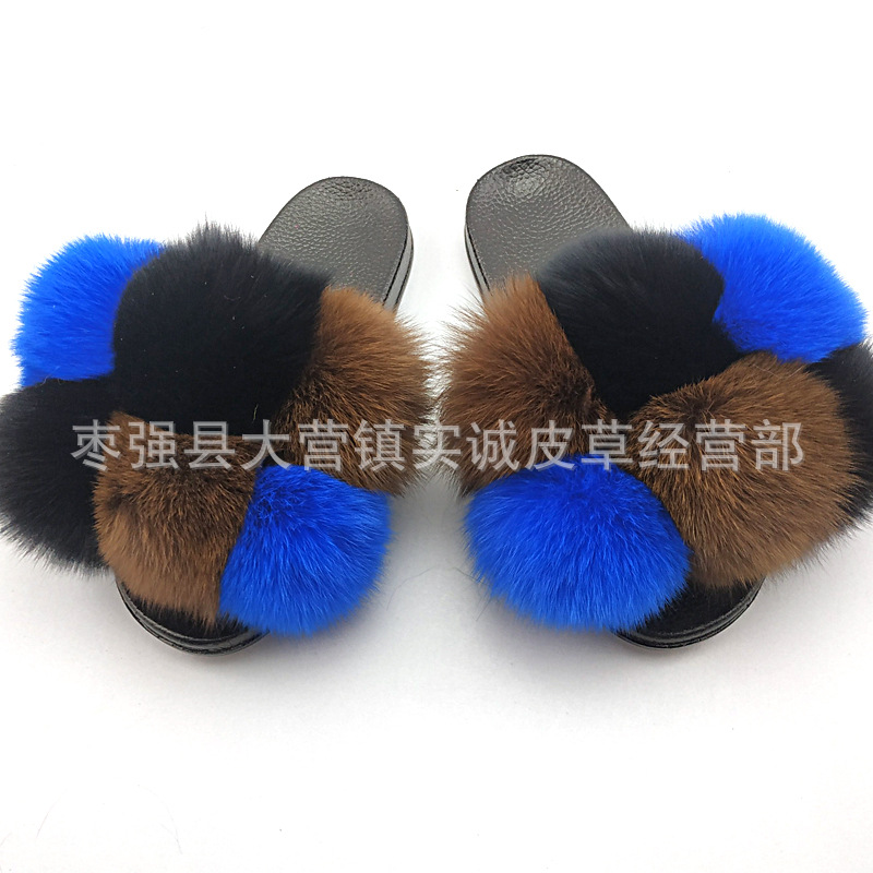 New Foreign Trade Fur Ball PVC Sandals Modern and TrendyWomen Wear Fox Raccoon Dog Fur Children Slipper CrossBorder New Foreign Trade Fur Ball PVC Sandals Modern and TrendyWomen Wear Fox Raccoon Dog Fur Children Slipper CrossBorder