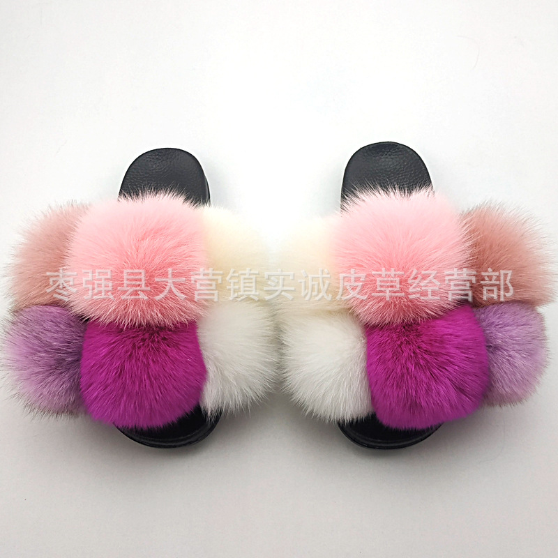 New Foreign Trade Fur Ball PVC Sandals Modern and TrendyWomen Wear Fox Raccoon Dog Fur Children Slipper CrossBorder New Foreign Trade Fur Ball PVC Sandals Modern and TrendyWomen Wear Fox Raccoon Dog Fur Children Slipper CrossBorder