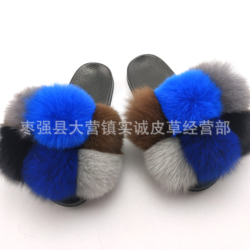 New Foreign Trade Fur Ball PVC Sandals Modern and TrendyWomen Wear Fox Raccoon Dog Fur Children Slipper CrossBorder New Foreign Trade Fur Ball PVC Sandals Modern and TrendyWomen Wear Fox Raccoon Dog Fur Children Slipper CrossBorder