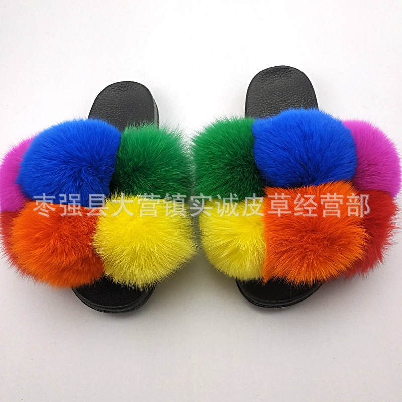 New Foreign Trade Fur Ball PVC Sandals Modern and TrendyWomen Wear Fox Raccoon Dog Fur Children Slipper CrossBorder New Foreign Trade Fur Ball PVC Sandals Modern and TrendyWomen Wear Fox Raccoon Dog Fur Children Slipper CrossBorder