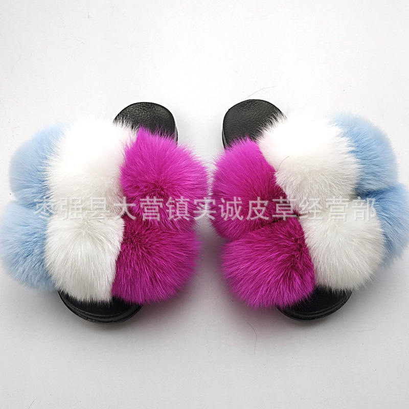 New Foreign Trade Fur Ball PVC Sandals Modern and TrendyWomen Wear Fox Raccoon Dog Fur Children Slipper CrossBorder New Foreign Trade Fur Ball PVC Sandals Modern and TrendyWomen Wear Fox Raccoon Dog Fur Children Slipper CrossBorder