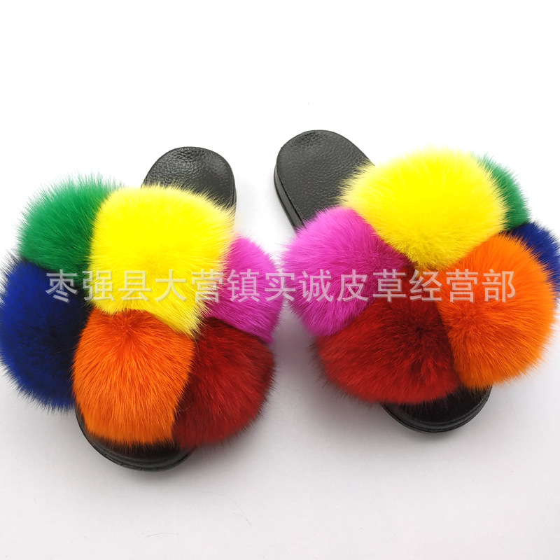 New Foreign Trade Fur Ball PVC Sandals Modern and TrendyWomen Wear Fox Raccoon Dog Fur Children Slipper CrossBorder New Foreign Trade Fur Ball PVC Sandals Modern and TrendyWomen Wear Fox Raccoon Dog Fur Children Slipper CrossBorder