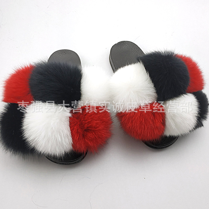 New Foreign Trade Fur Ball PVC Sandals Modern and TrendyWomen Wear Fox Raccoon Dog Fur Children Slipper CrossBorder New Foreign Trade Fur Ball PVC Sandals Modern and TrendyWomen Wear Fox Raccoon Dog Fur Children Slipper CrossBorder