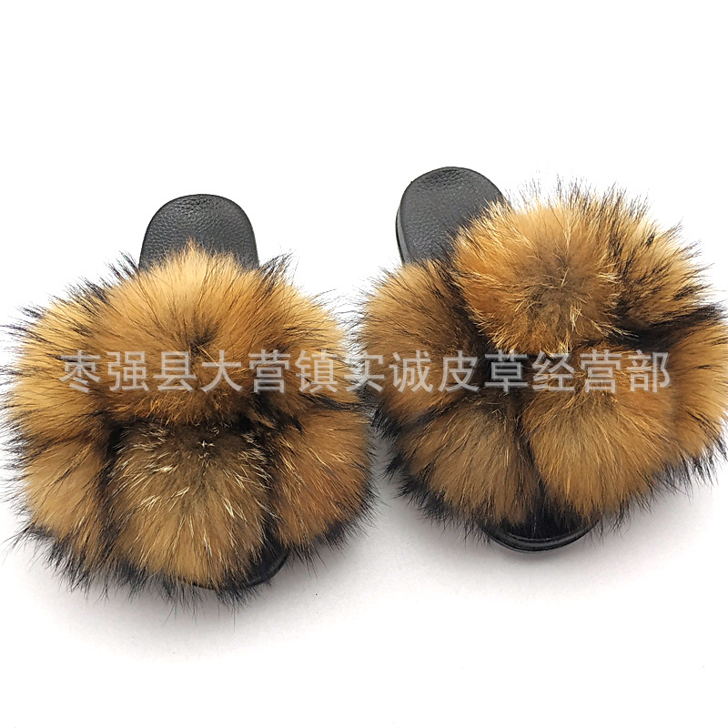 New Foreign Trade Fur Ball PVC Sandals Modern and TrendyWomen Wear Fox Raccoon Dog Fur Children Slipper CrossBorder New Foreign Trade Fur Ball PVC Sandals Modern and TrendyWomen Wear Fox Raccoon Dog Fur Children Slipper CrossBorder