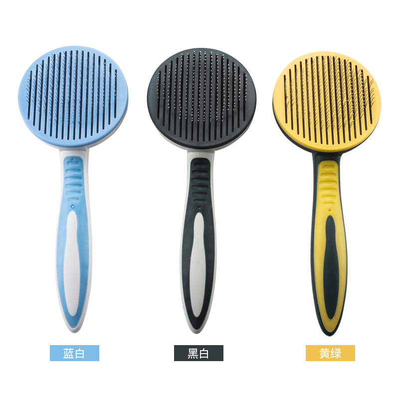 New Product Recommended Pet Automatic Return Hair Comb One-Click Hair Removal Dog Comb Non-Slip Handle Stainless-Steel Needle Cat Brush