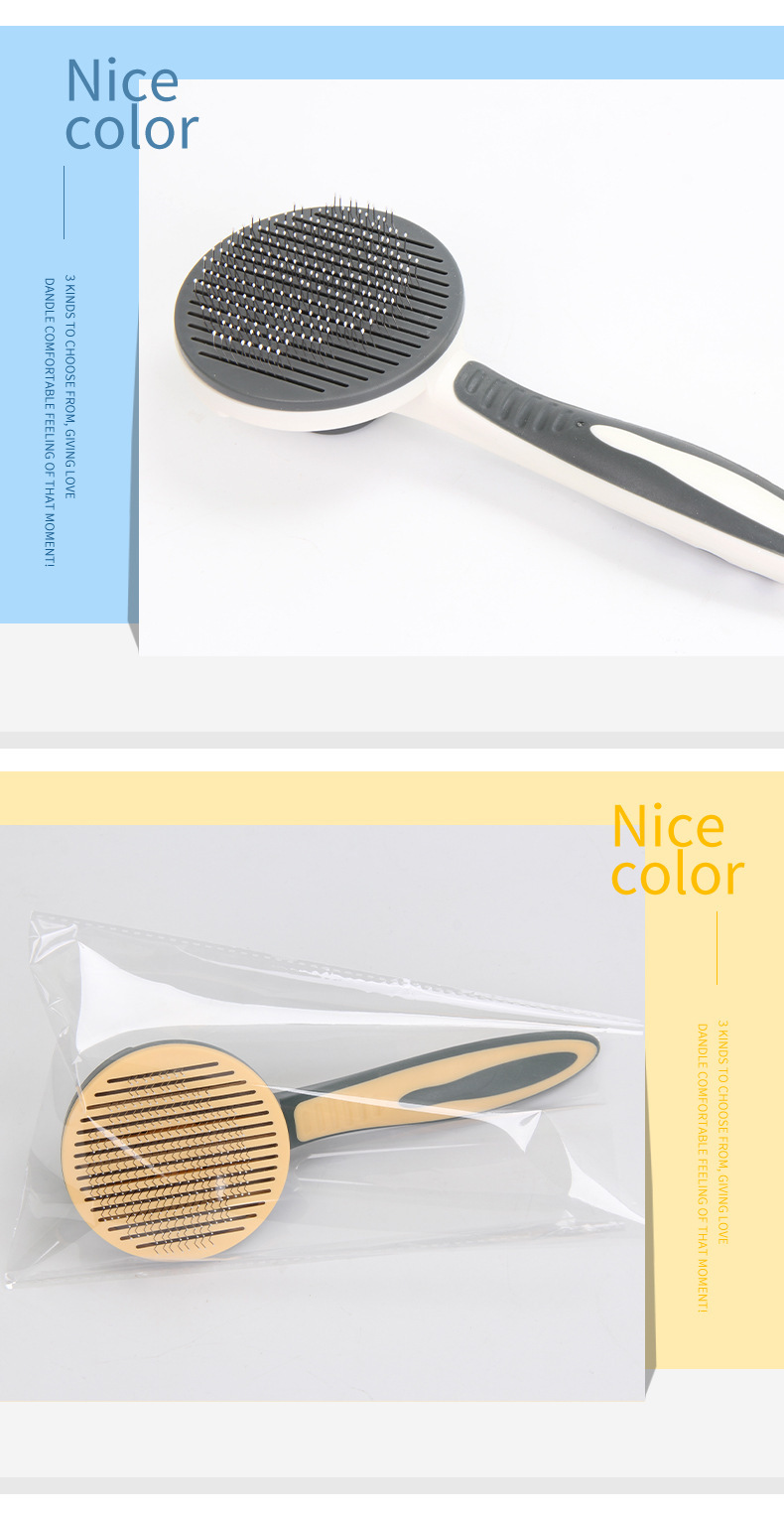 New Product Recommended Pet Automatic Return Hair Comb One-Click Hair Removal Dog Comb Non-Slip Handle Stainless-Steel Needle Cat Brush New Product Recommended Pet Automatic Return Hair Comb One-Click Hair Removal Dog Comb Non-Slip Handle Stainless-Steel Needle Cat Brush