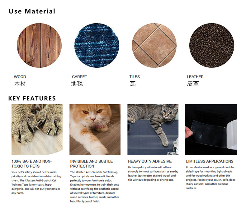 Amazon Manufacturer Pet Sofa Protective Tape Cat Anti-Scratch Stickers Protective Film Training Pet Supplies Amazon Manufacturer Pet Sofa Protective Tape Cat Anti-Scratch Stickers Protective Film Training Pet Supplies
