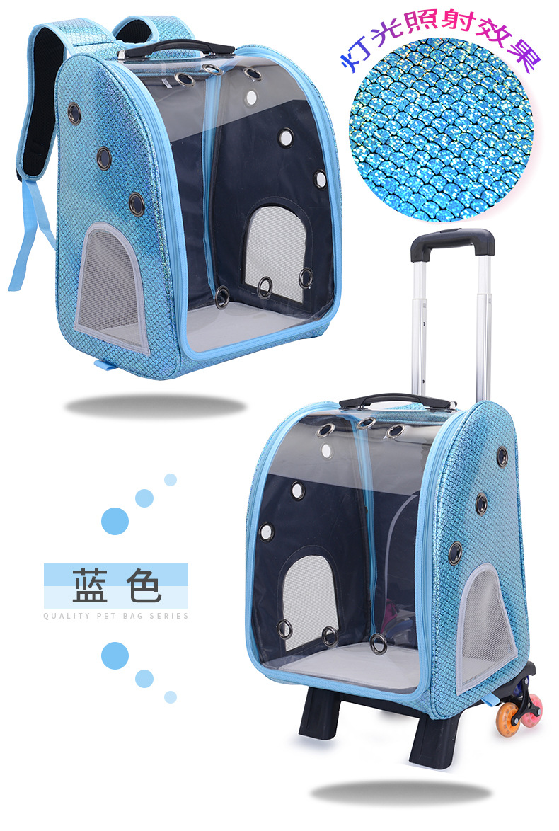 Cross-Border Special for New Pet Trolley Bag Outdoor Portable Dog Bag Transparent Pet Cat Bag Large Capacity Pet Backpack Cross-Border Special for New Pet Trolley Bag Outdoor Portable Dog Bag Transparent Pet Cat Bag Large Capacity Pet Backpack