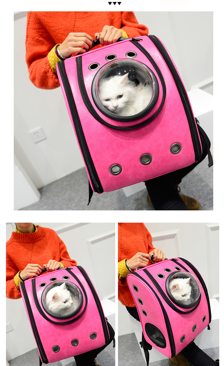 Cross-Border Pure Color Pu Pet Backpack for Outing Portable Pet Bag Cat Bag Pet Dog Backpack Pet Supplies Cross-Border Pure Color Pu Pet Backpack for Outing Portable Pet Bag Cat Bag Pet Dog Backpack Pet Supplies