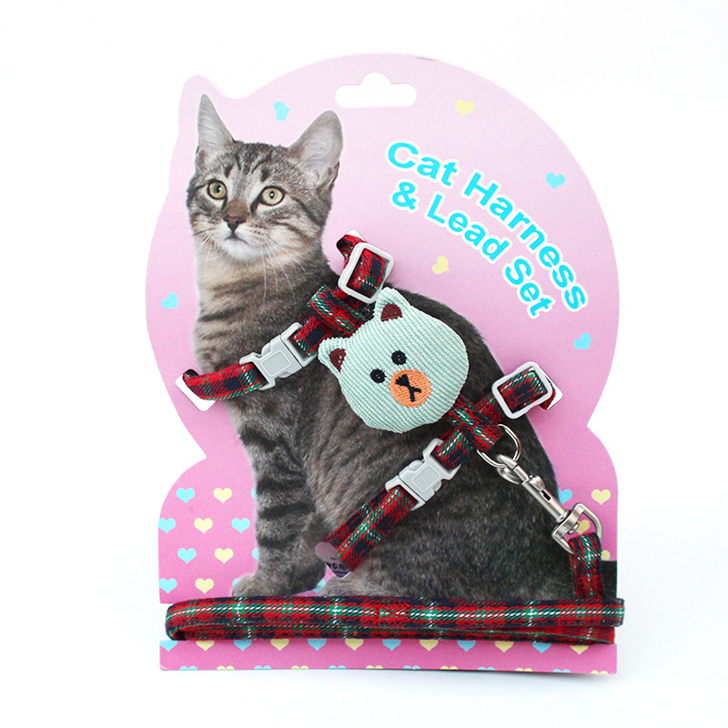 New Cat Pulling Rope I-Shaped Cat Chain Dog Leash Cute Bear Head Pet's Chest-Back Traction Belt Wholesale New Cat Pulling Rope I-Shaped Cat Chain Dog Leash Cute Bear Head Pet's Chest-Back Traction Belt Wholesale