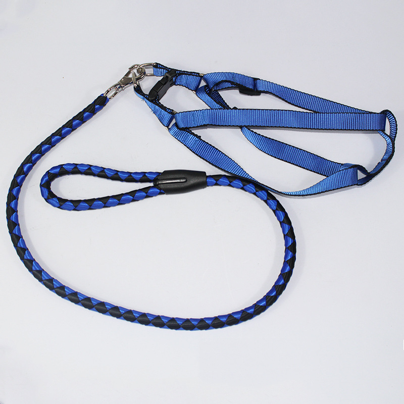 Processing Customized Hand-Woven Pet Traction Belt round Rope Chest Back Dog Hand Holding Rope Walking Dog