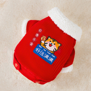 New Autumn and Winter Puppy Dog Spring Sweater Cat Two Feet Apparel Small Dog Cute Cartoon Tie Pet Clothes