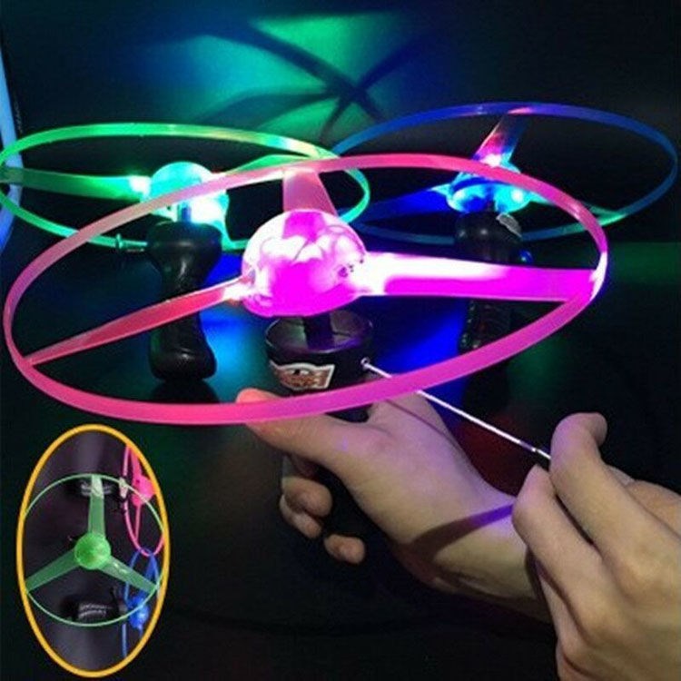 Night Market Hot Sale Cable Luminous Flying Saucer Douyin Online Influencer Same Style Children&#039;s Luminous Toys Stall Supply Flash Frisbee