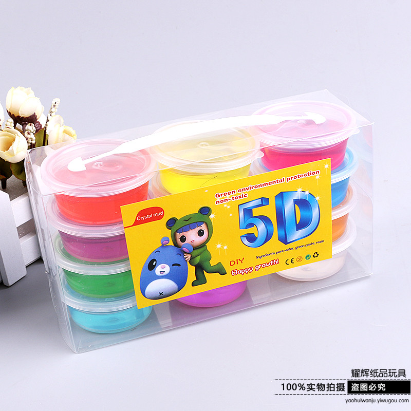 5D colored clay children&#039;s handmade non-toxic plasticine clay, clay and crystal mud 12 colors.