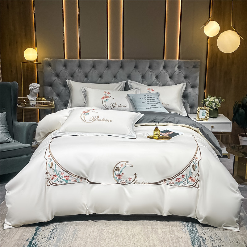 Wedding bedding  Long-Staple Cotton Double Sided Embroidery Four-Piece Cotton Light Luxury Wedding, Marriage Bedding Set