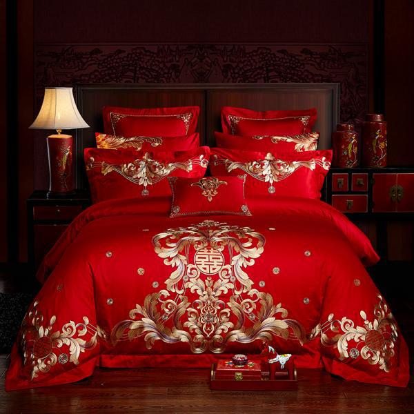 Direct Sales Wedding Embroidery Wedding Four-Piece Jacquard Red Wedding Match Sets-Piece Cotton Bedding Wedding bedding Direct Sales Wedding Embroidery Wedding Four-Piece Jacquard Red Wedding Match Sets-Piece Cotton Bedding Wedding bedding
