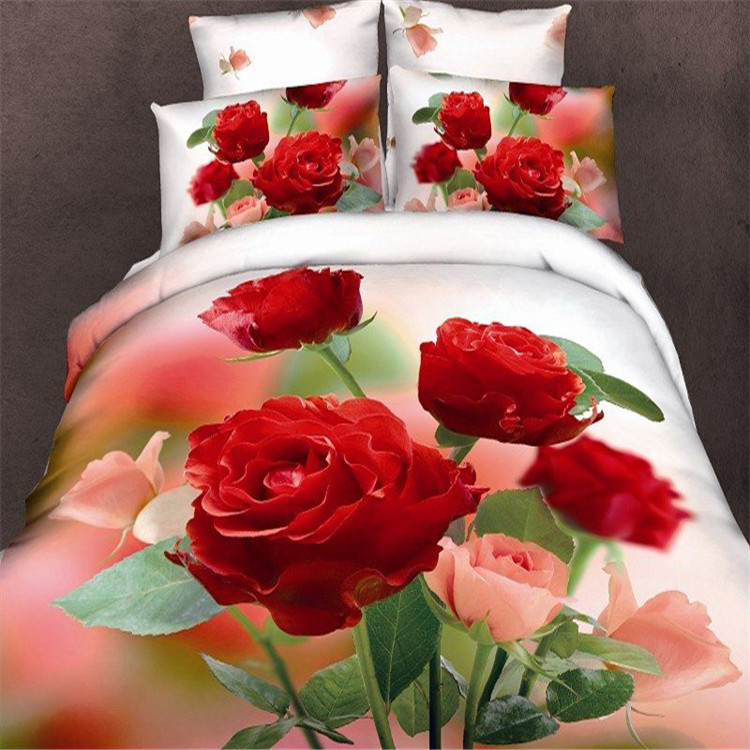 Yiwu snow pigeon wedding bedding series 3D four sets of three-dimensional oil painting factory direct sales