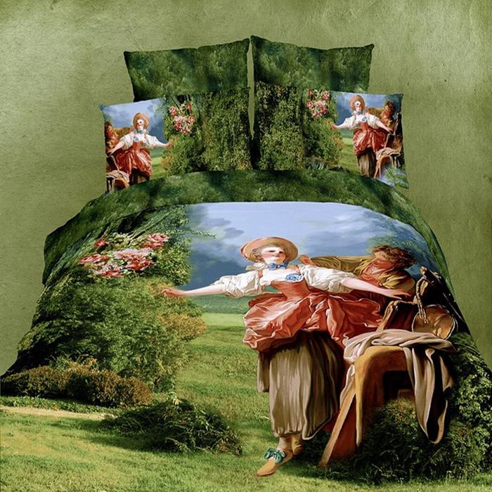 3D painting floral cotton four set elegant wedding bedding factory outlets selling roses bedding