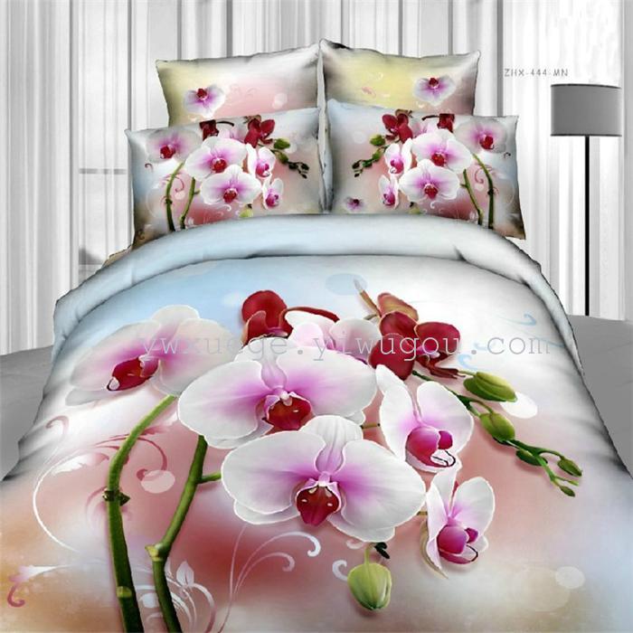 Horse blow four-piece 3D reactive dye printing of cotton four piece Super icing wedding bedding Snow Bird House textiles Horse blow four-piece 3D reactive dye printing of cotton four piece Super icing wedding bedding Snow Bird House textiles