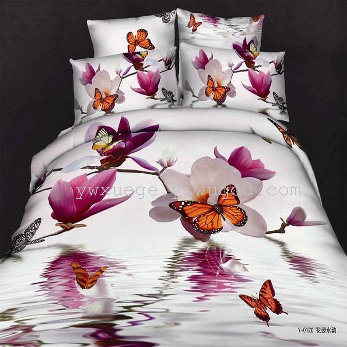 Horse blow four-piece 3D reactive dye printing of cotton four piece Super icing wedding bedding Snow Bird House textiles Horse blow four-piece 3D reactive dye printing of cotton four piece Super icing wedding bedding Snow Bird House textiles