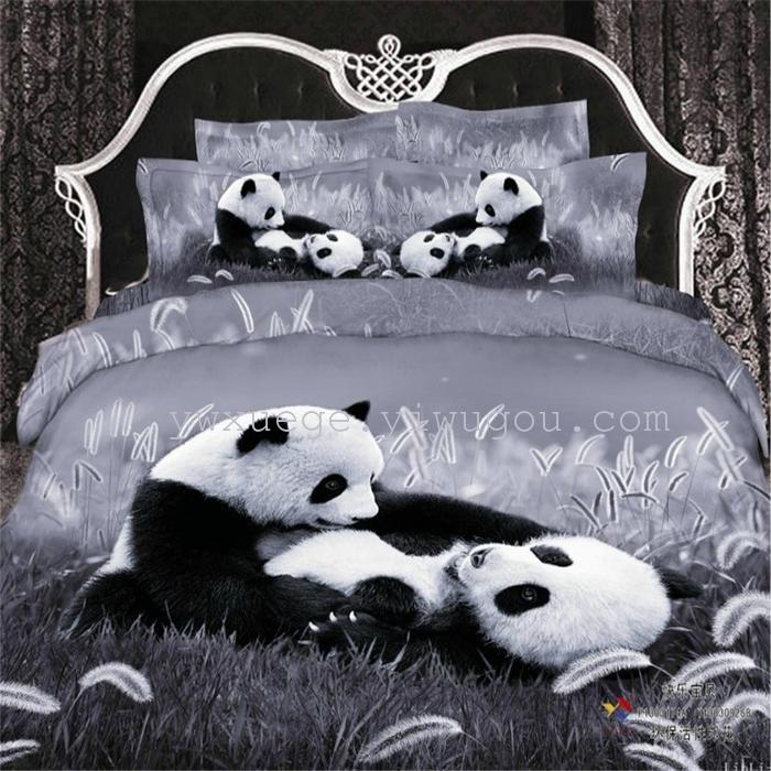 Horse blow four-piece 3D reactive dye printing of cotton four piece Super icing wedding bedding Snow Bird House textiles Horse blow four-piece 3D reactive dye printing of cotton four piece Super icing wedding bedding Snow Bird House textiles