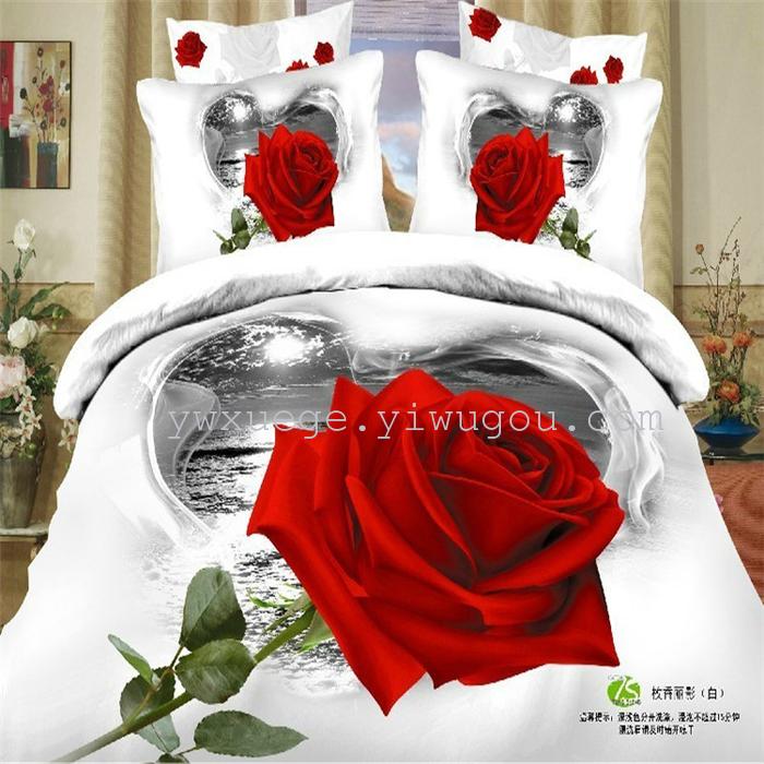Horse blow four-piece 3D reactive dye printing of cotton four piece Super icing wedding bedding Snow Bird House textiles Horse blow four-piece 3D reactive dye printing of cotton four piece Super icing wedding bedding Snow Bird House textiles