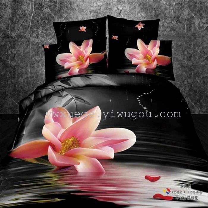 Horse blow four-piece 3D reactive dye printing of cotton four piece Super icing wedding bedding Snow Bird House textiles Horse blow four-piece 3D reactive dye printing of cotton four piece Super icing wedding bedding Snow Bird House textiles