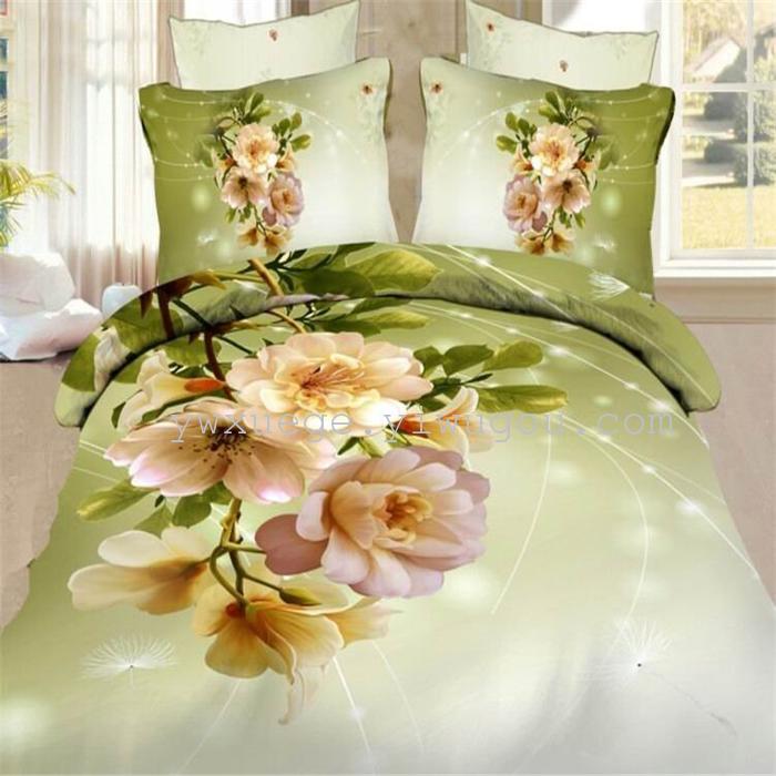 Horse blow four-piece 3D reactive dye printing of cotton four piece Super icing wedding bedding Snow Bird House textiles Horse blow four-piece 3D reactive dye printing of cotton four piece Super icing wedding bedding Snow Bird House textiles