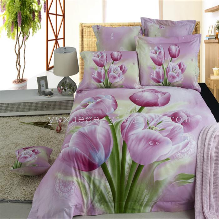 Horse blow four-piece 3D reactive dye printing of cotton four piece Super icing wedding bedding Snow Bird House textiles Horse blow four-piece 3D reactive dye printing of cotton four piece Super icing wedding bedding Snow Bird House textiles